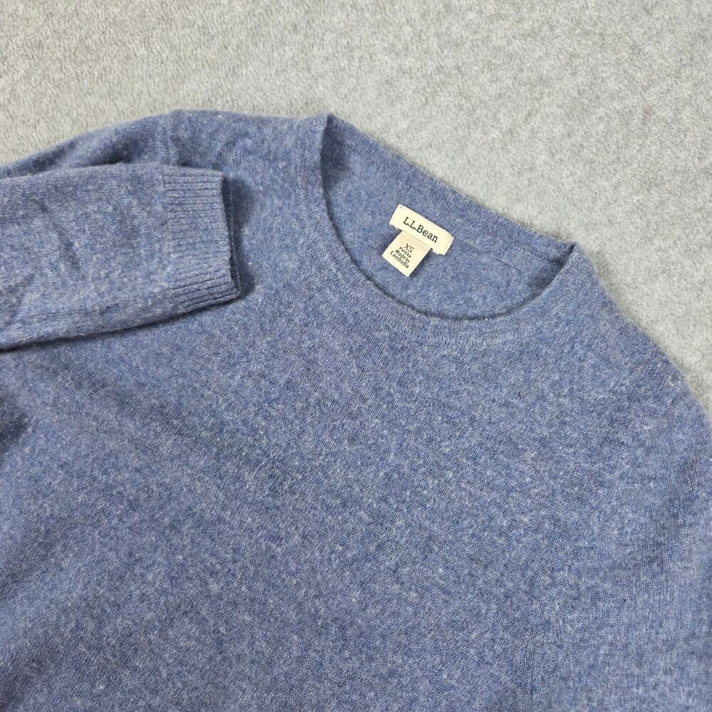 L.L. Bean Womens XS Petite Blue Classic 100% Cashmere Crewneck Sweater